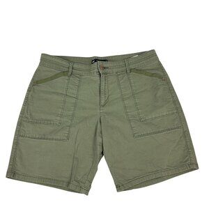 Lee Womens Midrise Fit 12 Petite Cargo Shorts Olive Green Cotton/Spandex